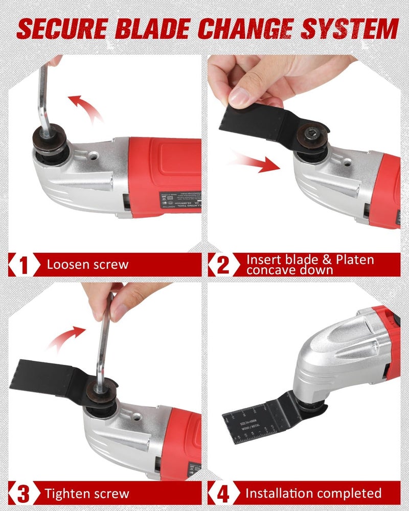 AVID POWER Oscillating Tool, 22000 OPM Electric Oscillating Multi Tool with 3°Oscillation Angle, Cutting, Sanding, Grinding, Scraping, 11 Accessories & Universal Interface-Red - Image 5